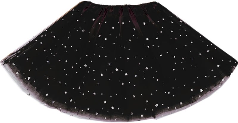 WINROLA Little Girls Stars Sequins Tutu Skirt Princess Ballet Dance Dress for 0-6 Y Sparkle Elastic 3 Layered Tulle Tutu Skirt - Image 1